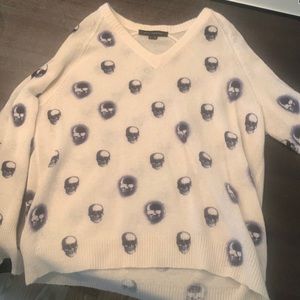 Skull cashmere V Neck Sweater